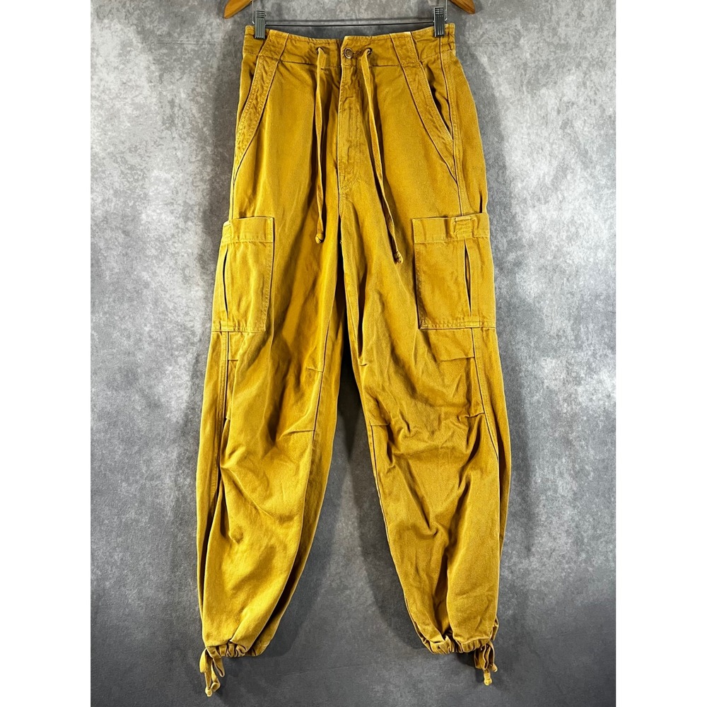 Mother The Munchie Nerdy Cargo Pants Womens 26 Wood Thrush Yellow Slouchy